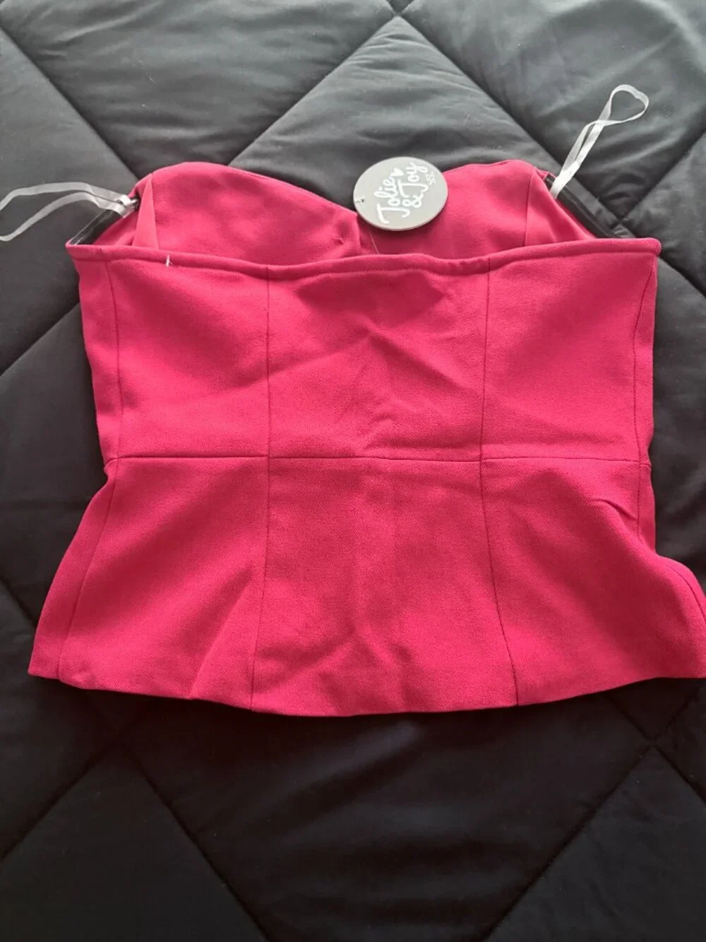 Jolie & Joy Strapless Corset Vest & Wide Leg Pants Suit Set Red - M